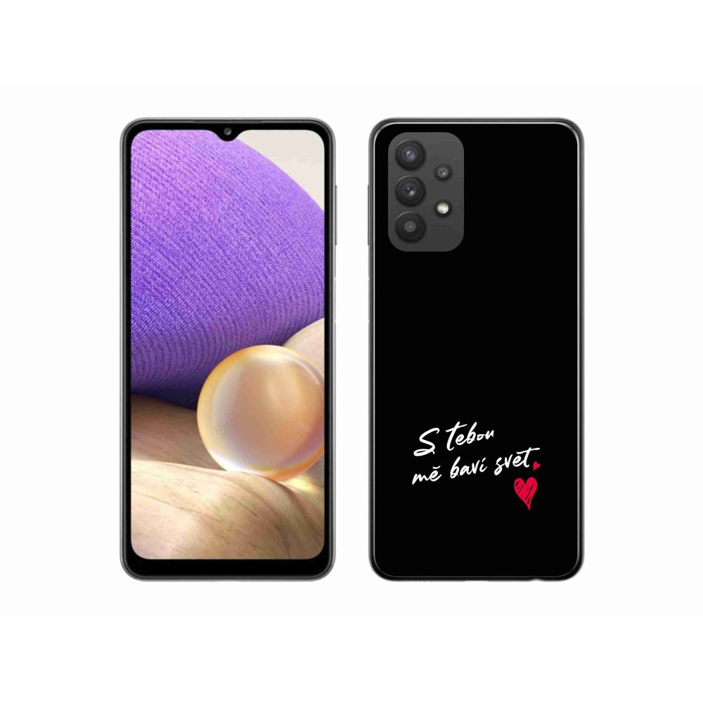 Gelový kryt mmCase na Samsung Galaxy A32 5G - zamilovaný text 1 černé pozadí