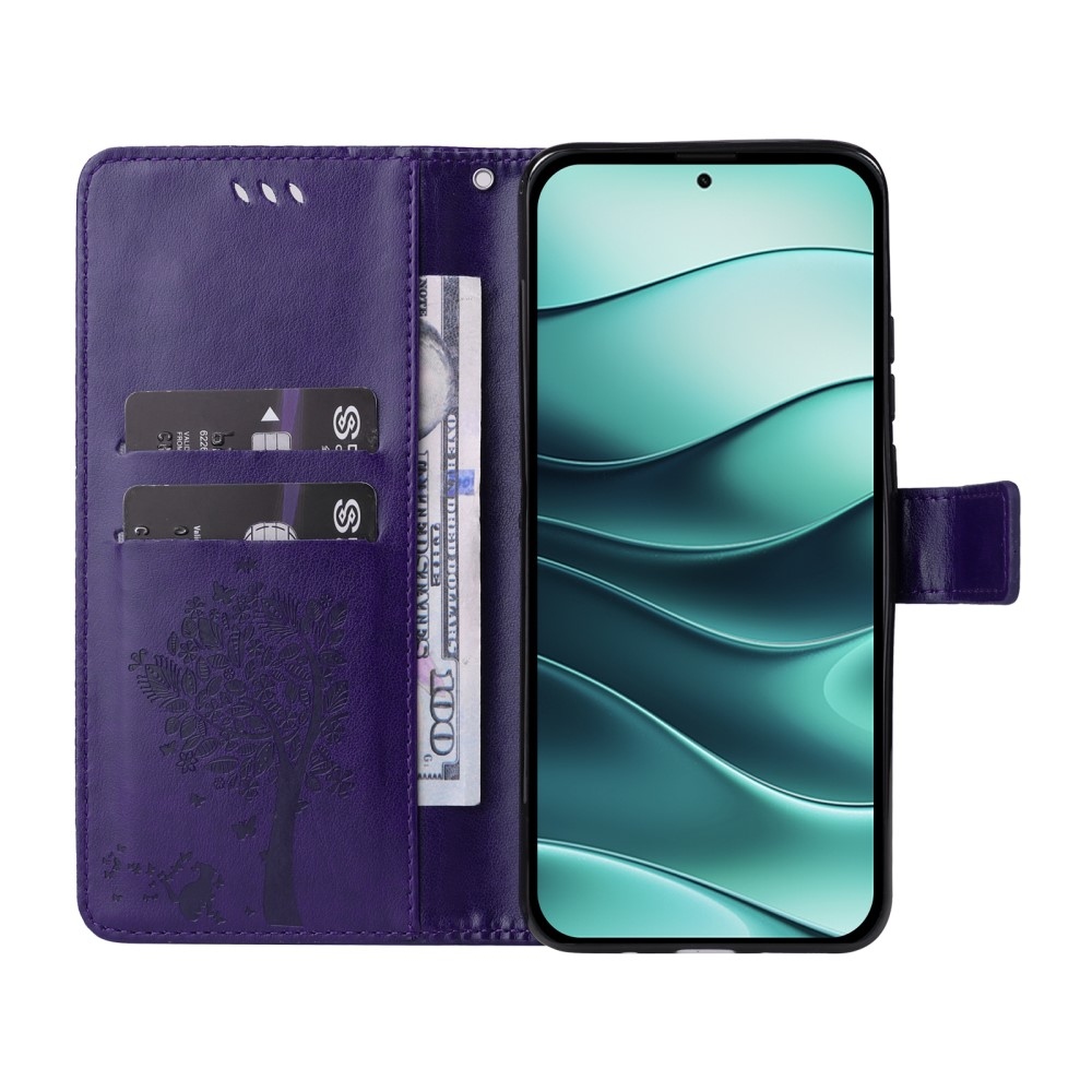 Trees knížkové pouzdro na Xiaomi Redmi Note 14 5G - tmavěfialové