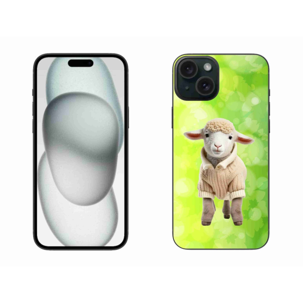 Gelový kryt mmCase na iPhone 15 Plus - jehně ve svetru