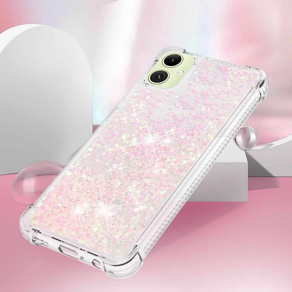 Glitter přesýpací gelový obal na Samsung Galaxy A06 4G - růžový/hvězdičky