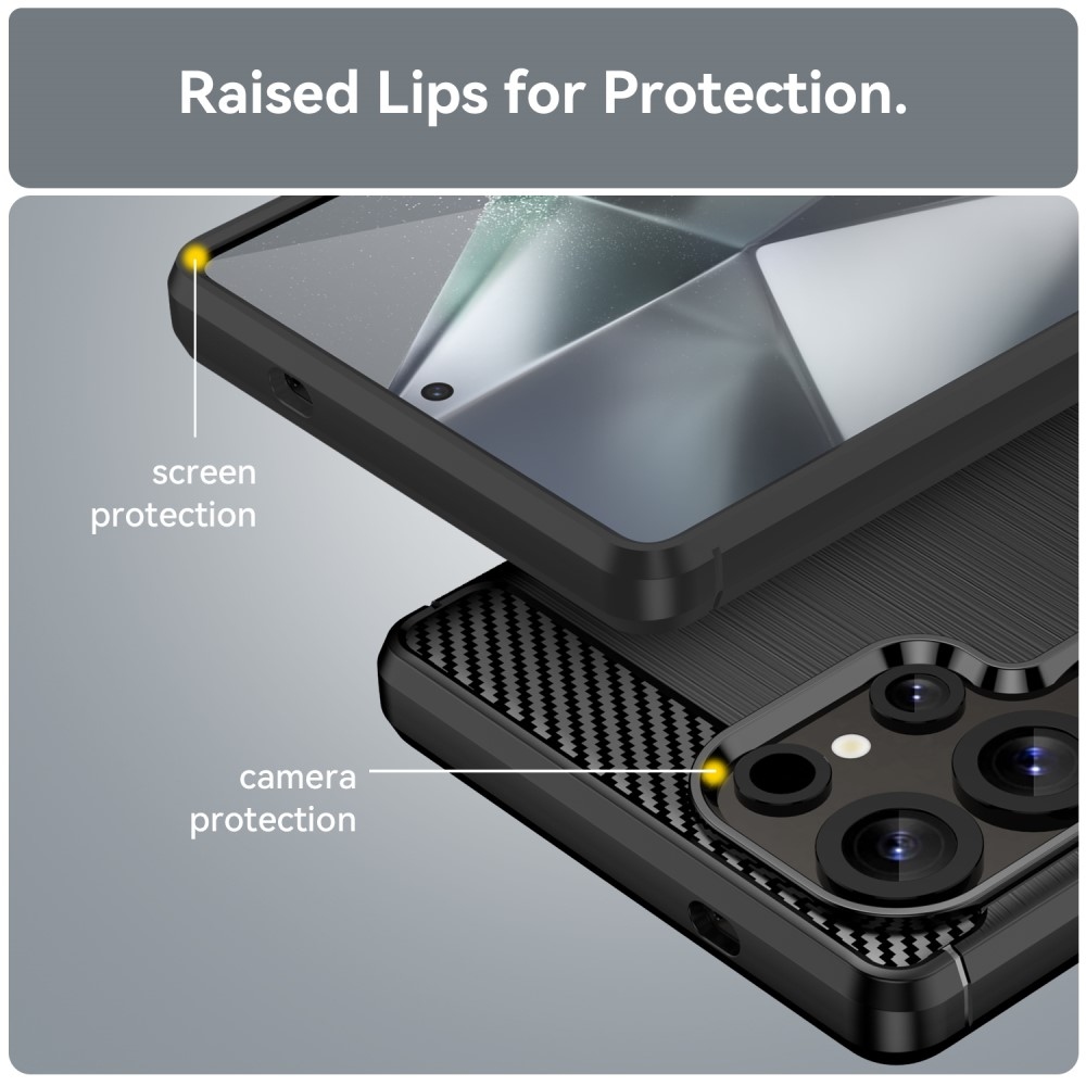 Carbon odolný gelový obal na Samsung Galaxy S25 Ultra - černý