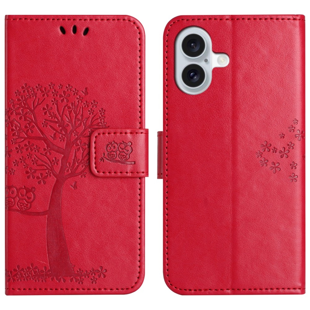 Tree knížkové pouzdro na iPhone 16 - červené