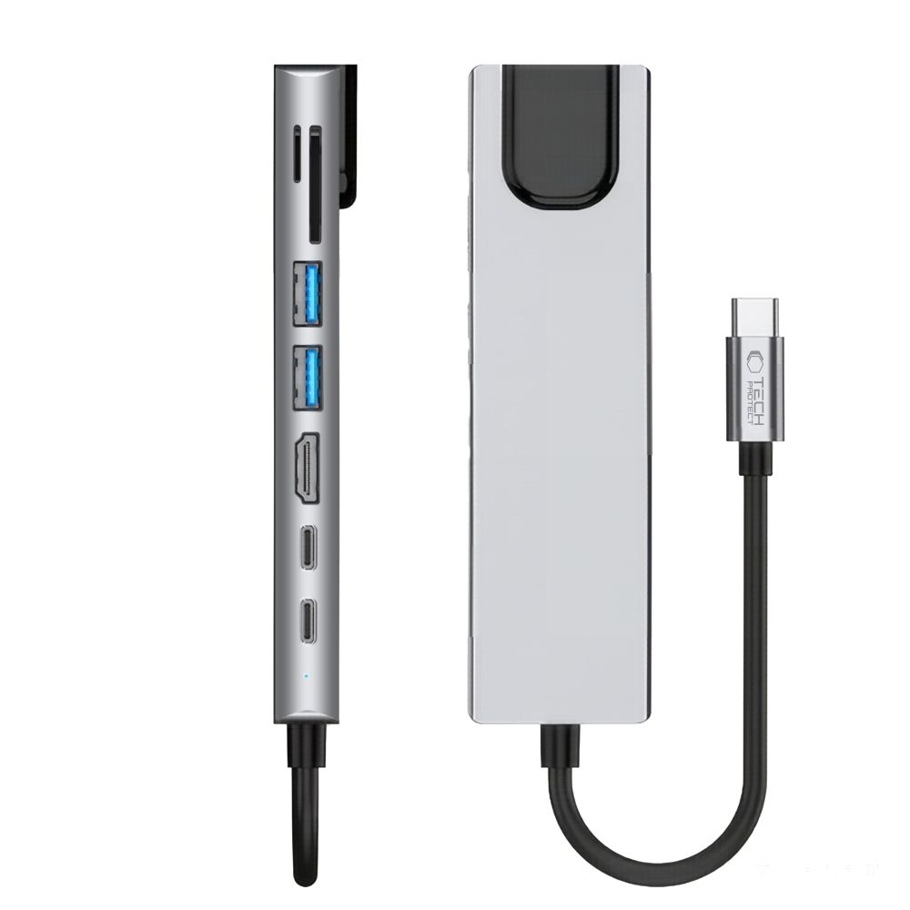 Tech-Protect HB09 USB-C adaptér 8v1 s HDMI, USB, RJ45 a čtečkou karet