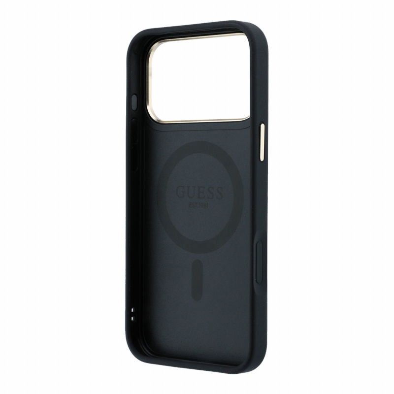 Guess PU 4G Ring Stand MagSafe Zadní Kryt pro iPhone 18 Pro Black