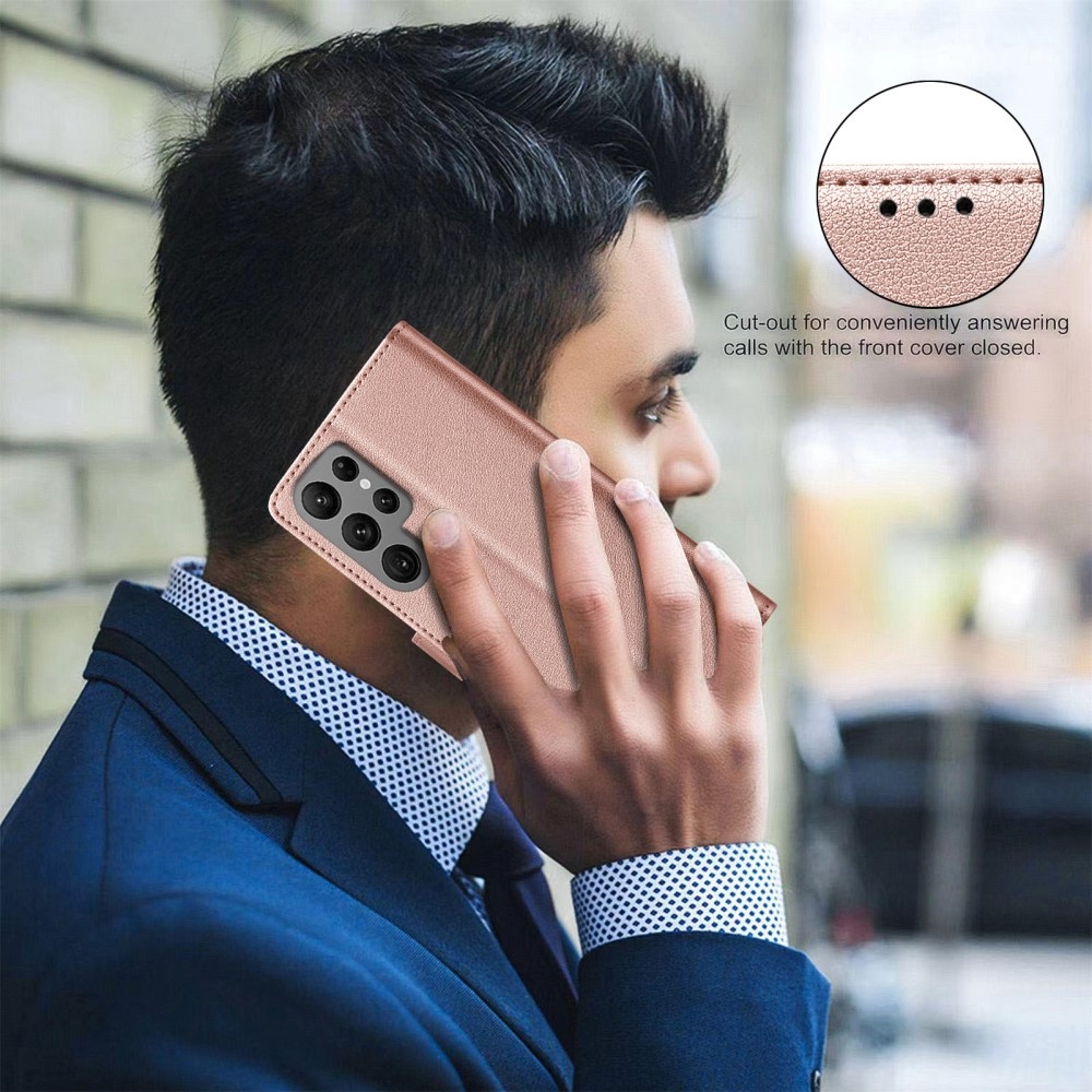 BINFEN knížkové pouzdro na Samsung Galaxy S25 Ultra - růžovozlaté