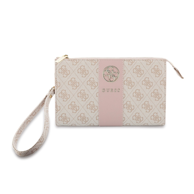 Guess PU 4G Stripe Metal Logo Kabelka na Telefon Pink
