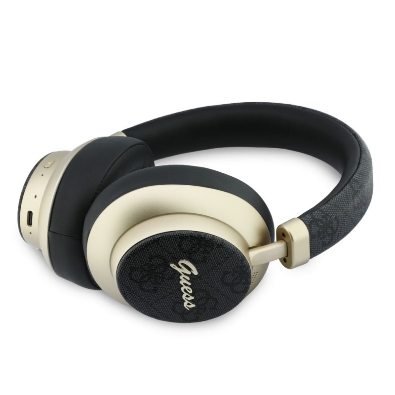 Guess PU 4G Gold Script Metal Logo ENC Bezdrátová Sluchátka Black