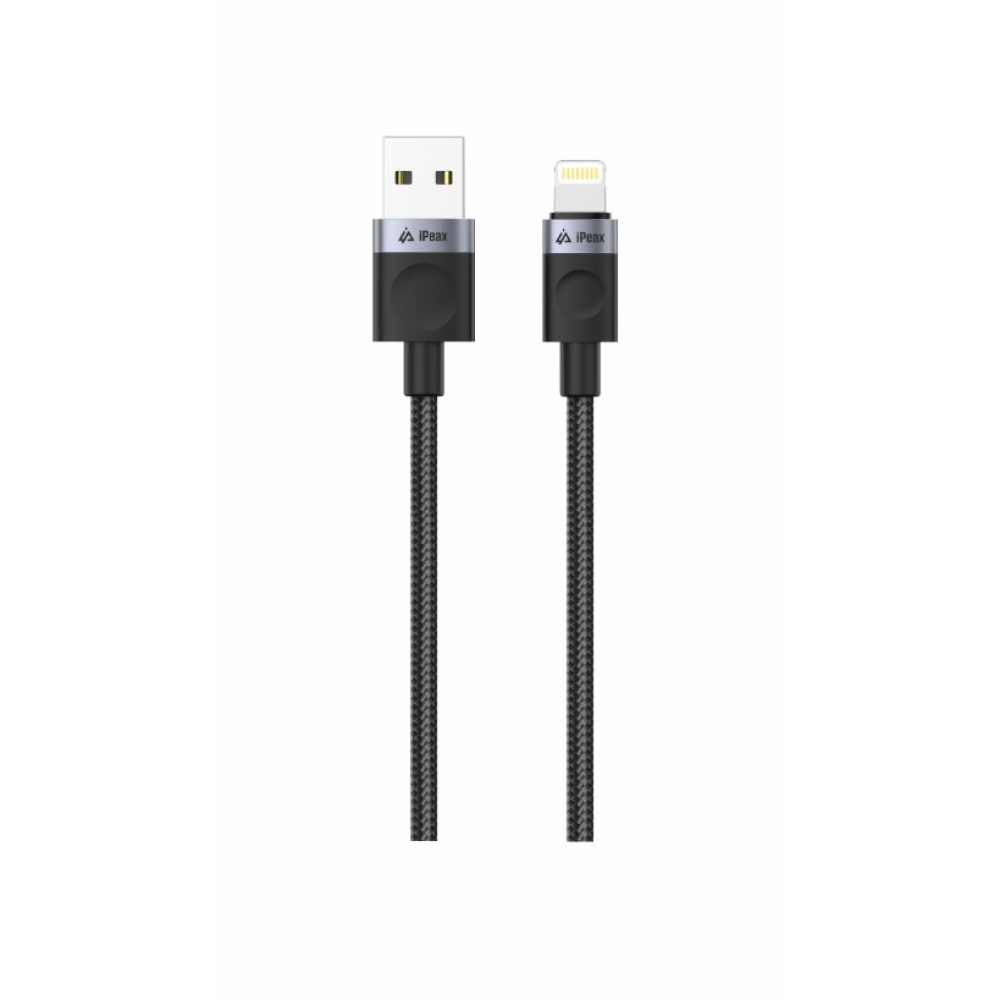 iPEAX Textilní kabel USB-A / lightning 1,5 m, USB 2.0 - černý