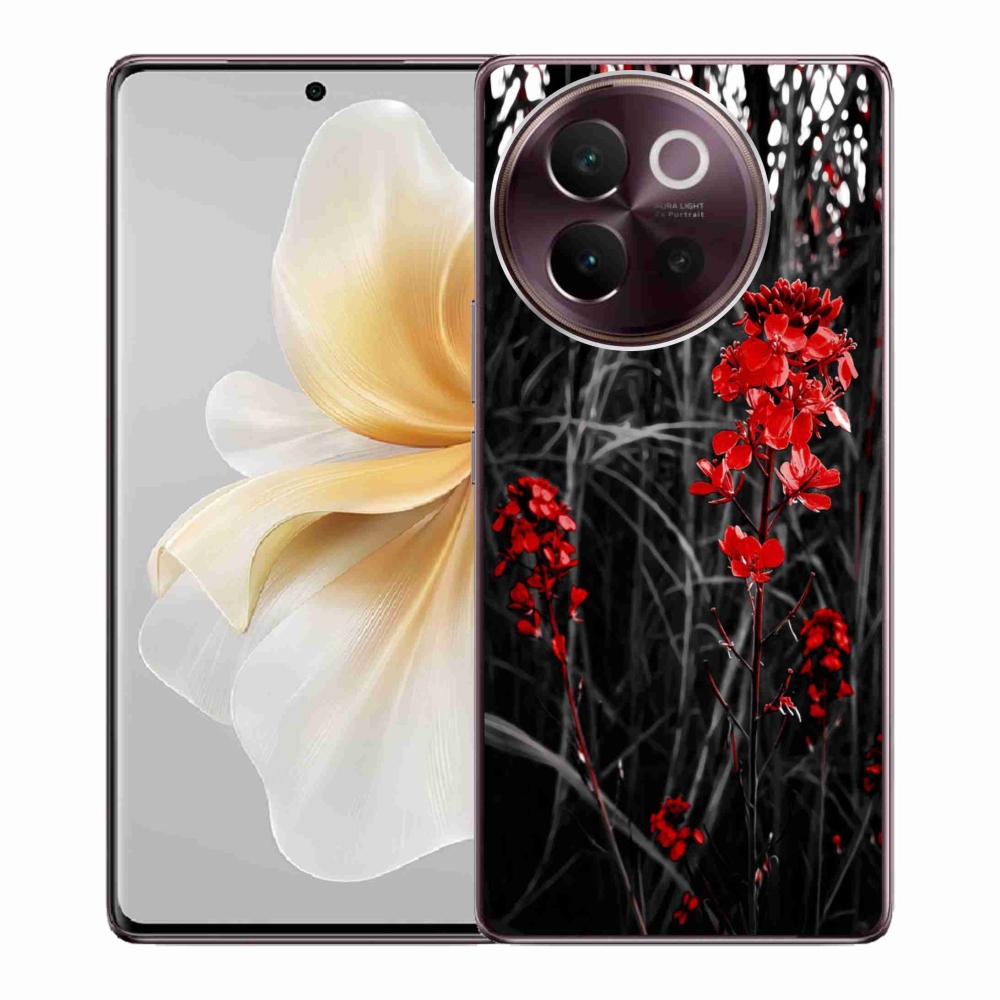 Gelový kryt mmCase na Vivo V40 Lite 5G - červená rostlina