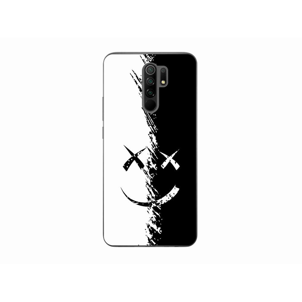 Gelový kryt mmCase na Xiaomi Redmi 9 - černobílý smajlík