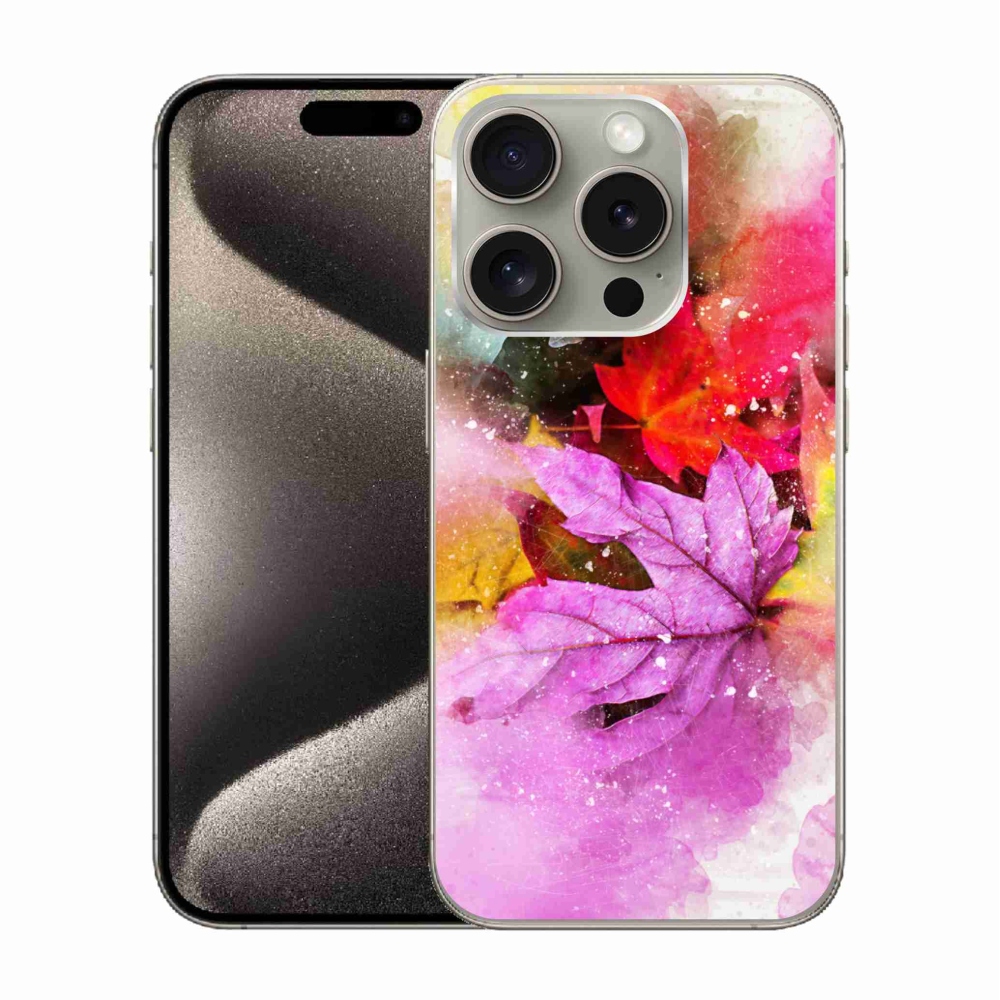 Gelový kryt mmCase na iPhone 15 Pro - barevné listy