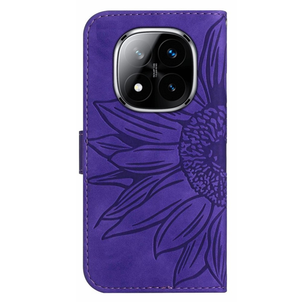 Sunflowers knížkové pouzdro na Xiaomi Redmi Note 14 Pro - tmavěfialové