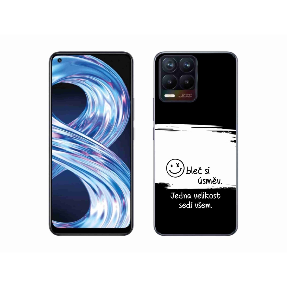 Gelový kryt mmCase na Realme 8 4G - vtipný text 8 bíločerné pozadí