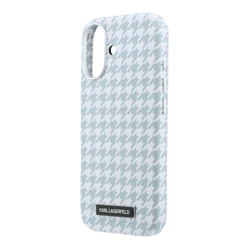 Karl Lagerfeld PU Houndstooth Resin Plate MagSafe Zadní Kryt pro iPhone 17 Blue