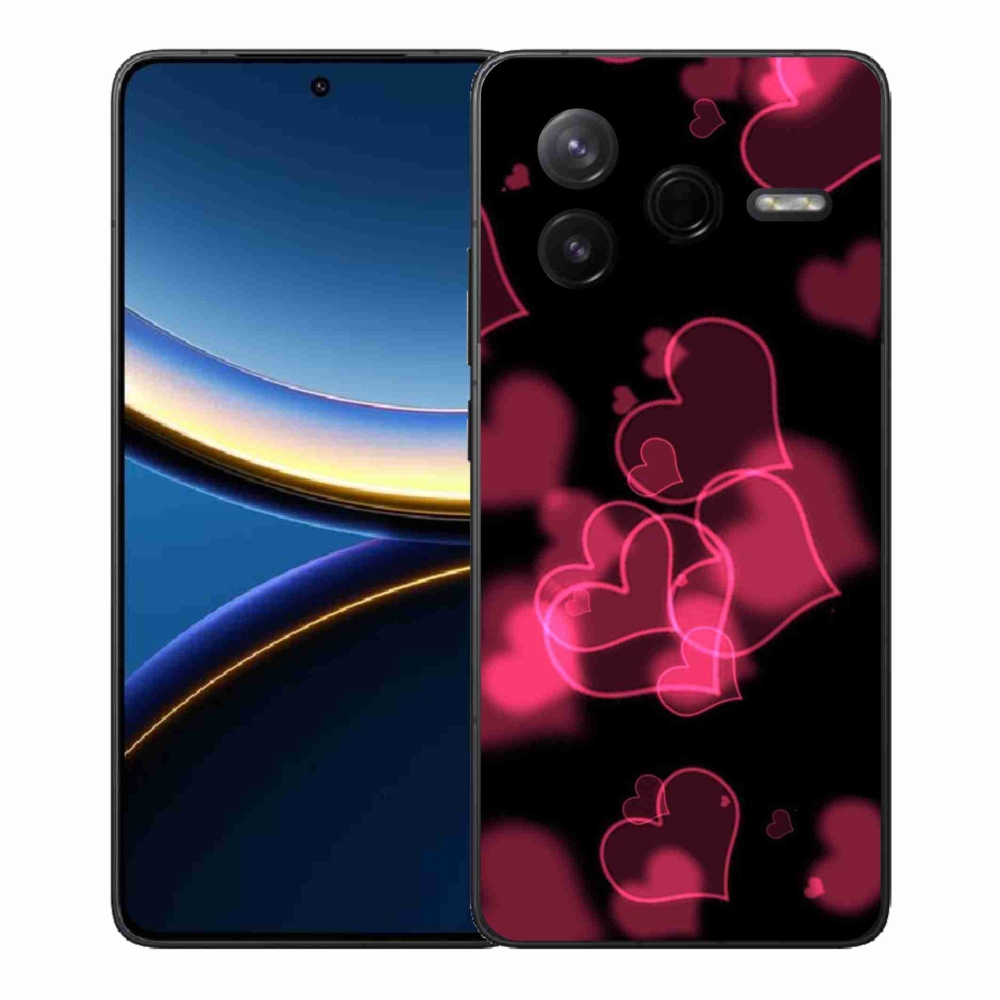 Gelový kryt mmCase na Xiaomi Poco F7 Pro - červená srdíčka