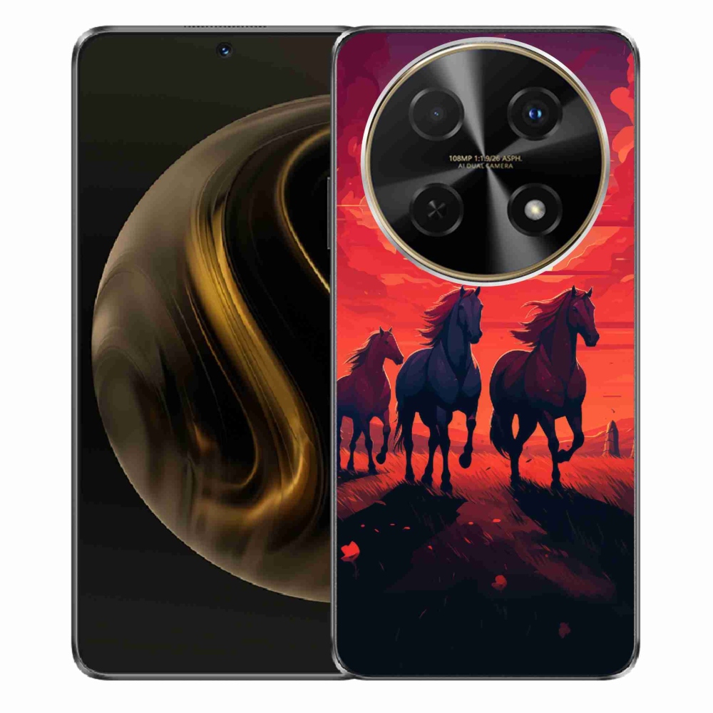 Gelový kryt mmCase na Huawei Nova 12i - koně a západ slunce