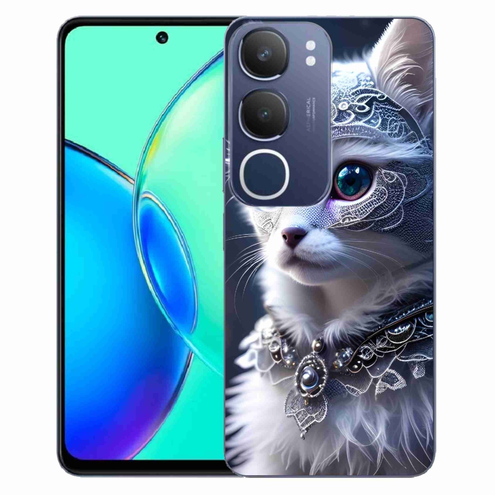Gelový kryt mmCase na Vivo Y19s - bílá kočka