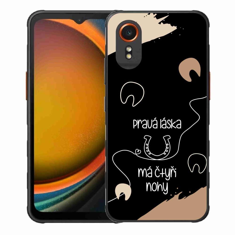 Gelový kryt mmCase na Samsung Galaxy Xcover 7 - koňský motiv černé pozadí