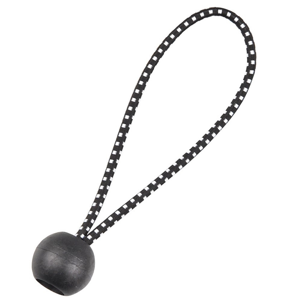 Upínací gumové lanko s plastovou kuličkou pro stan a plachty 15,5cm (10 ks) - černé/bílé
