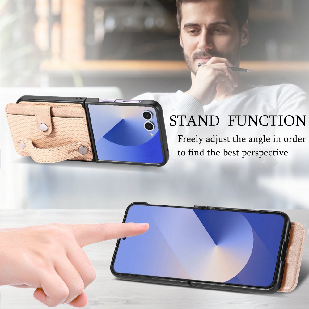 Wrisat plastový kryt s umělou kůží na Samsung Galaxy Z Flip7 5G - khaki