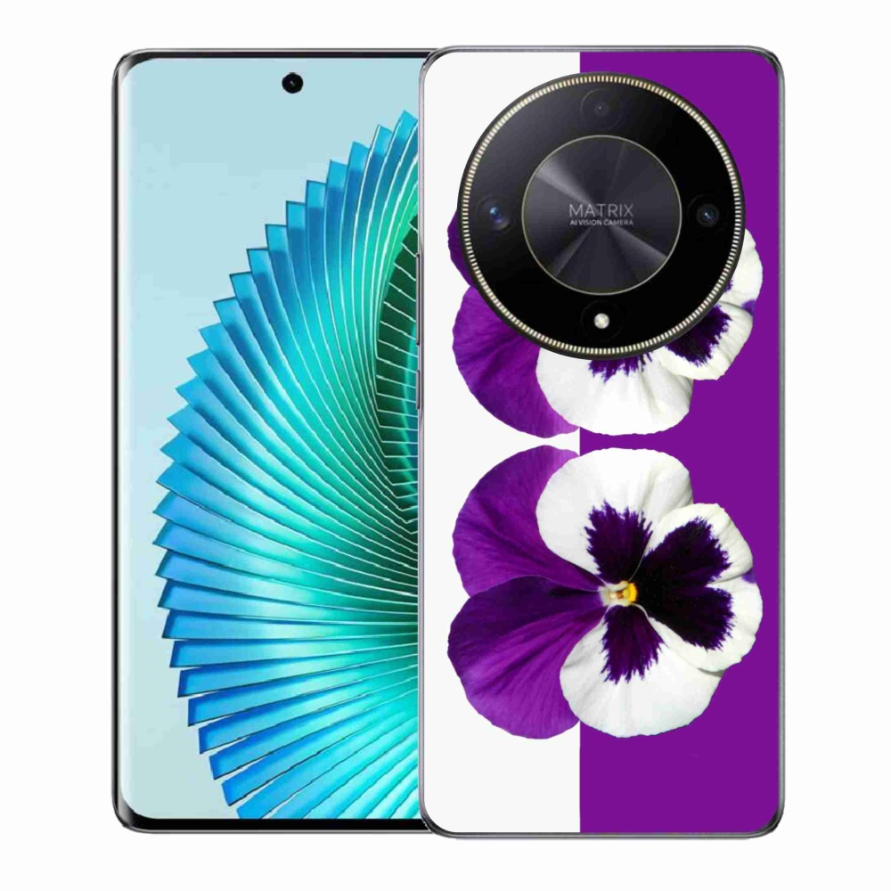 Gelový kryt mmCase na Honor Magic 6 Lite 5G - fialovobílý květ