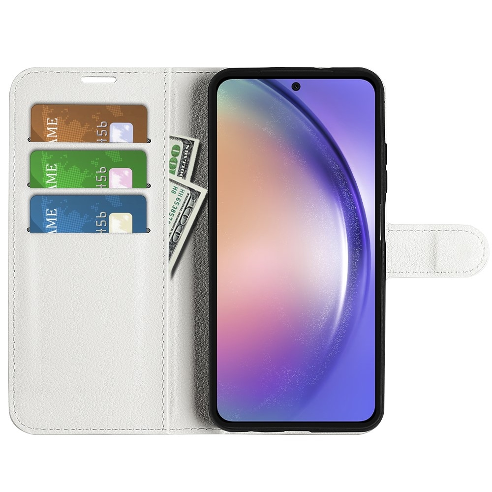Litchi knížkové pouzdro na Samsung Galaxy A55 5G - bílé