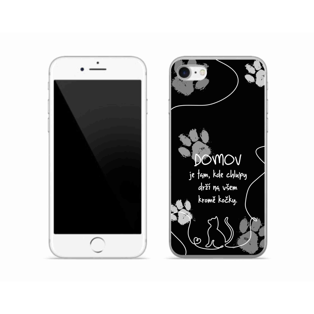 Gelový kryt mmCase na iPhone SE (2022) - kočičí motiv černé pozadí