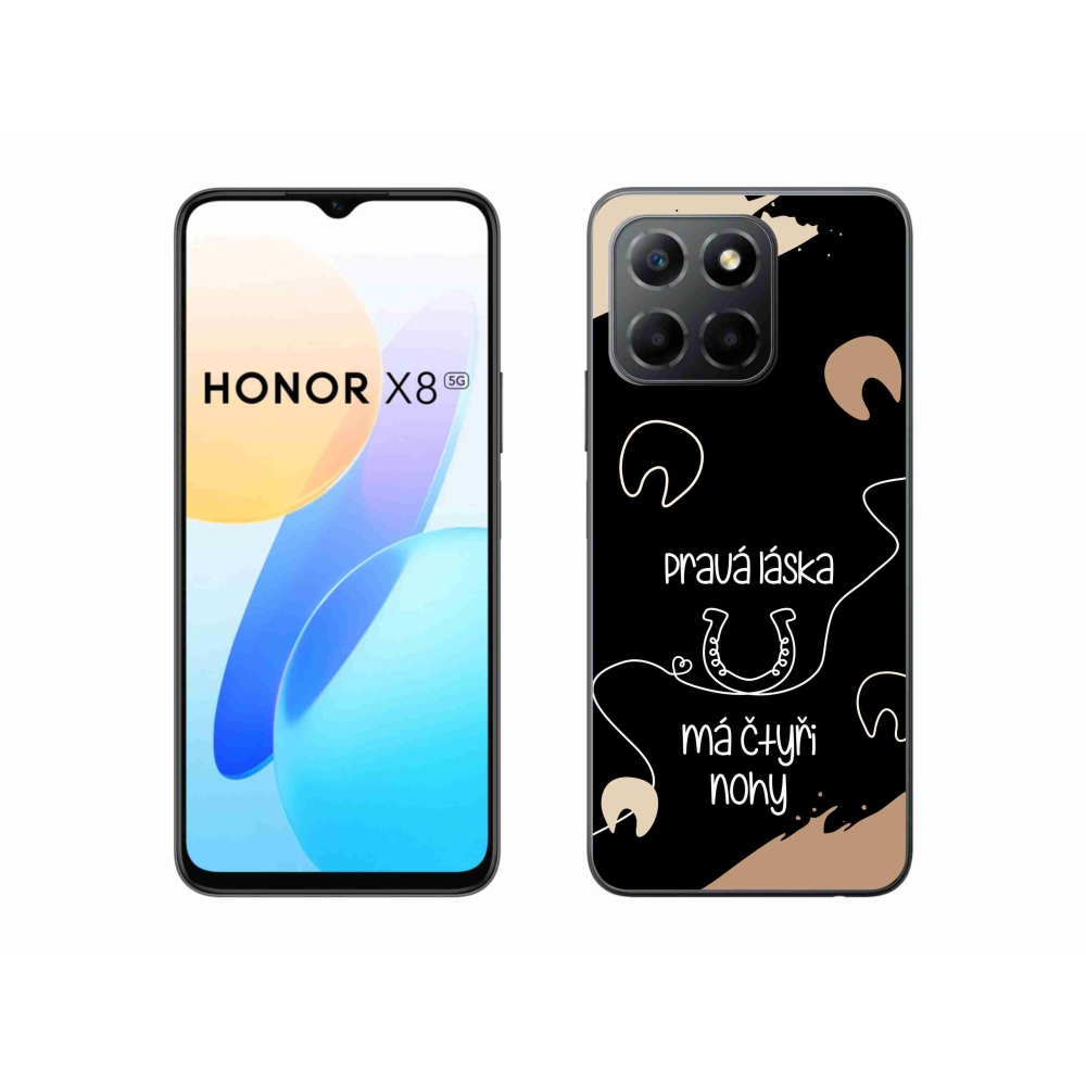 Gelový kryt mmCase na Honor X8 5G/Honor 70 Lite 5G - koňský motiv černé pozadí