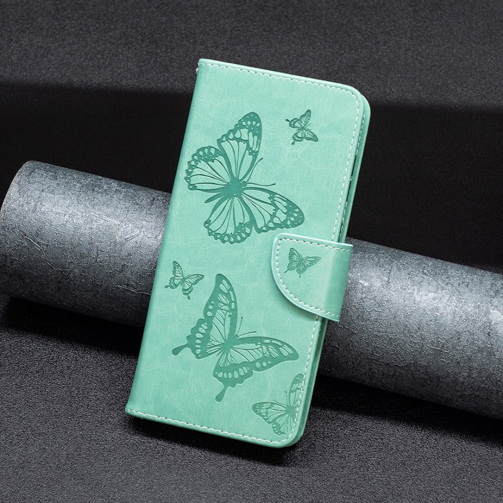 Butterfly knížkové pouzdro na iPhone 16 Pro - modrozelené