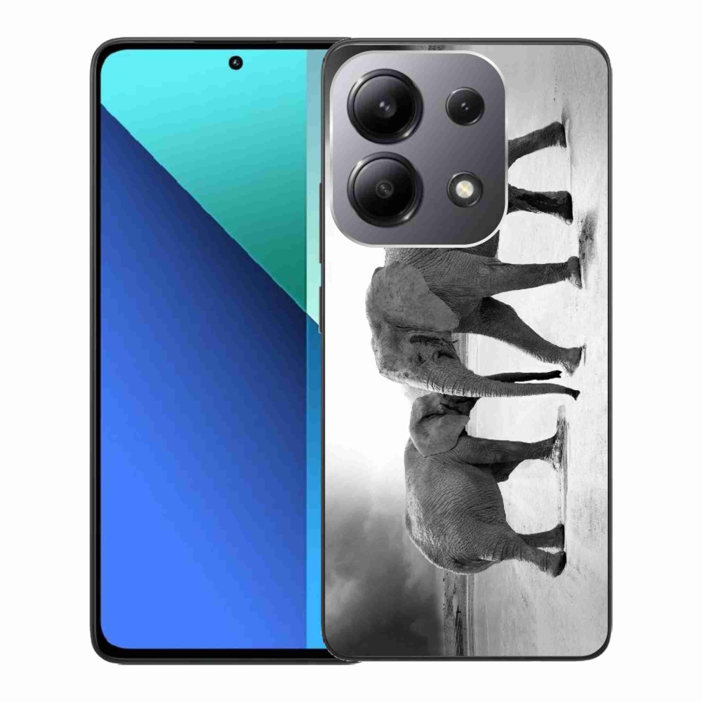 Gelový kryt mmCase na Xiaomi Redmi Note 13 - černobílí sloni