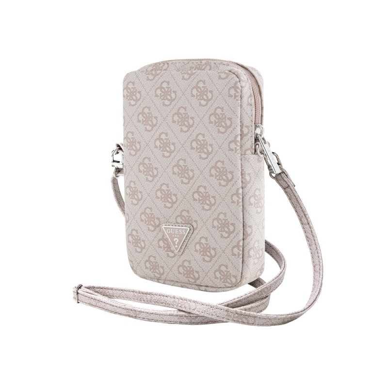 Guess PU 4G Triangle Logo Taška na Telefon se Zipem Pink