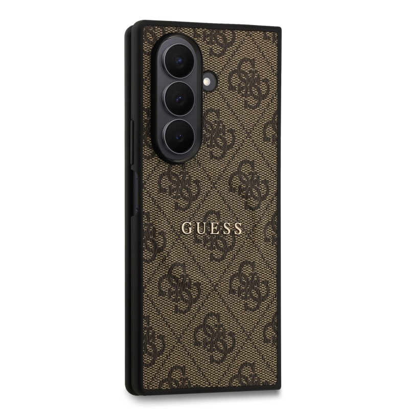 Guess PU Leather 4G Colored Ring Magnetic Zadní Kryt pro Samsung Galaxy Z Fold 7 Brown