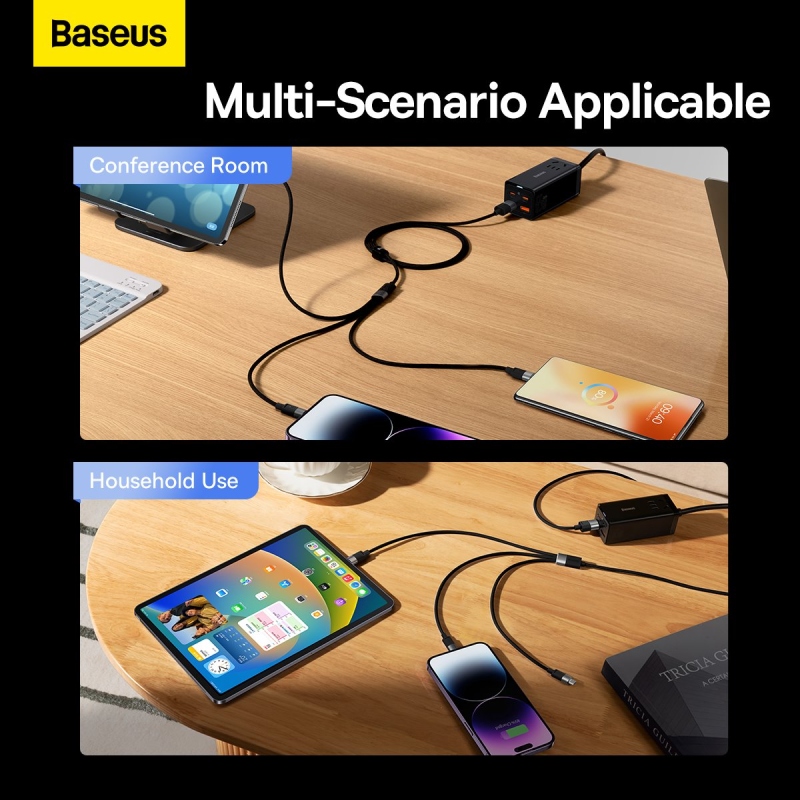 Baseus StarSpeed 3v1 Fast Charging Datový Kabel USB-A - USB-C/Lighting/MicroUSB 20W 3.5A 1.2m Black