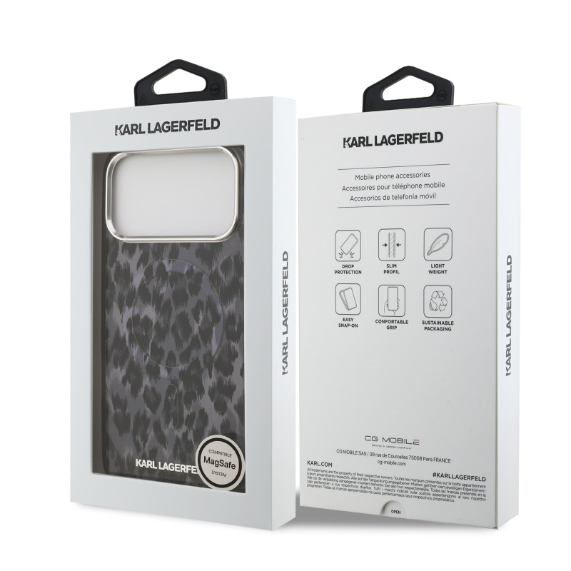 Karl Lagerfeld IML Leopard MagSafe Zadní Kryt pro iPhone 17 Pro Max Grey
