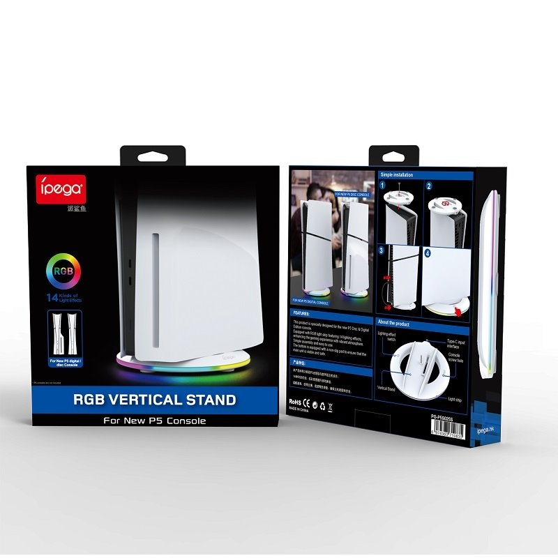 iPega P5S025S Vertikální Stojan s RGB pro PS5 Slim White