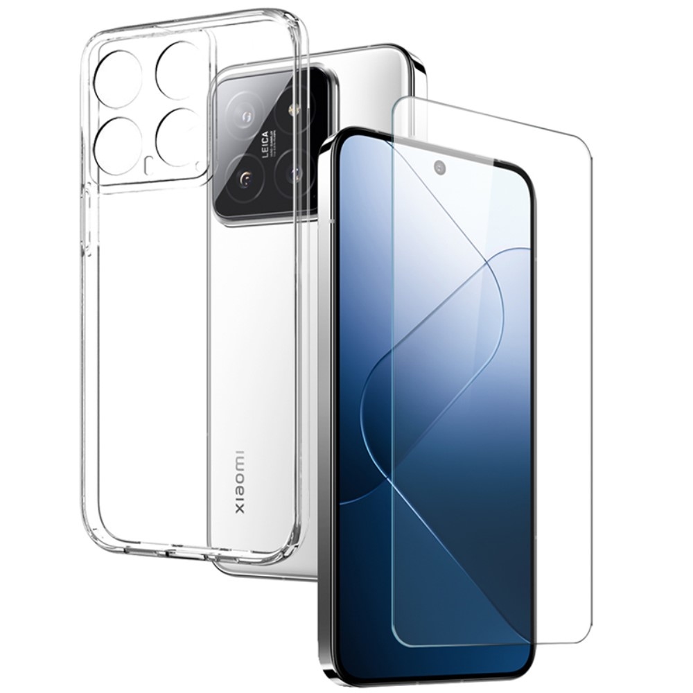 NORTHJO průhledný gelový obal + tvrzené sklo na Xiaomi 14 - průhledný