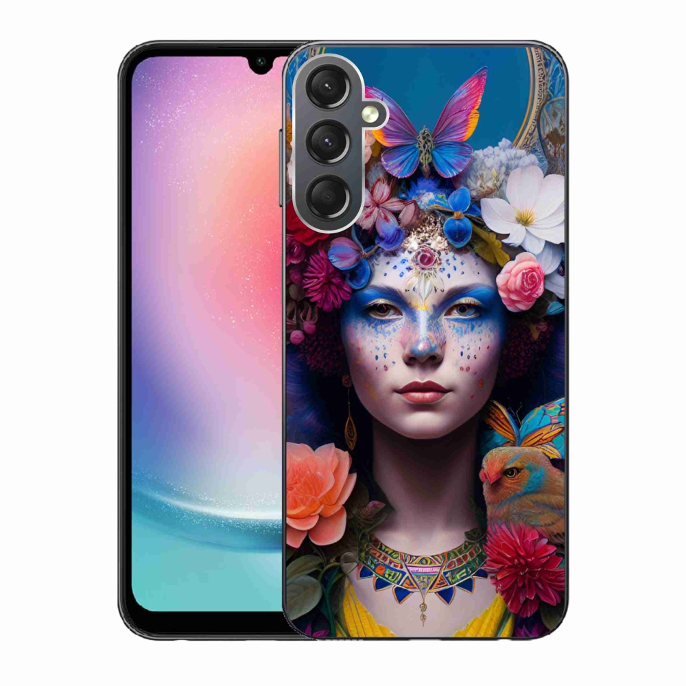 Gelový kryt mmCase na Samsung Galaxy A24 - žena s květinami