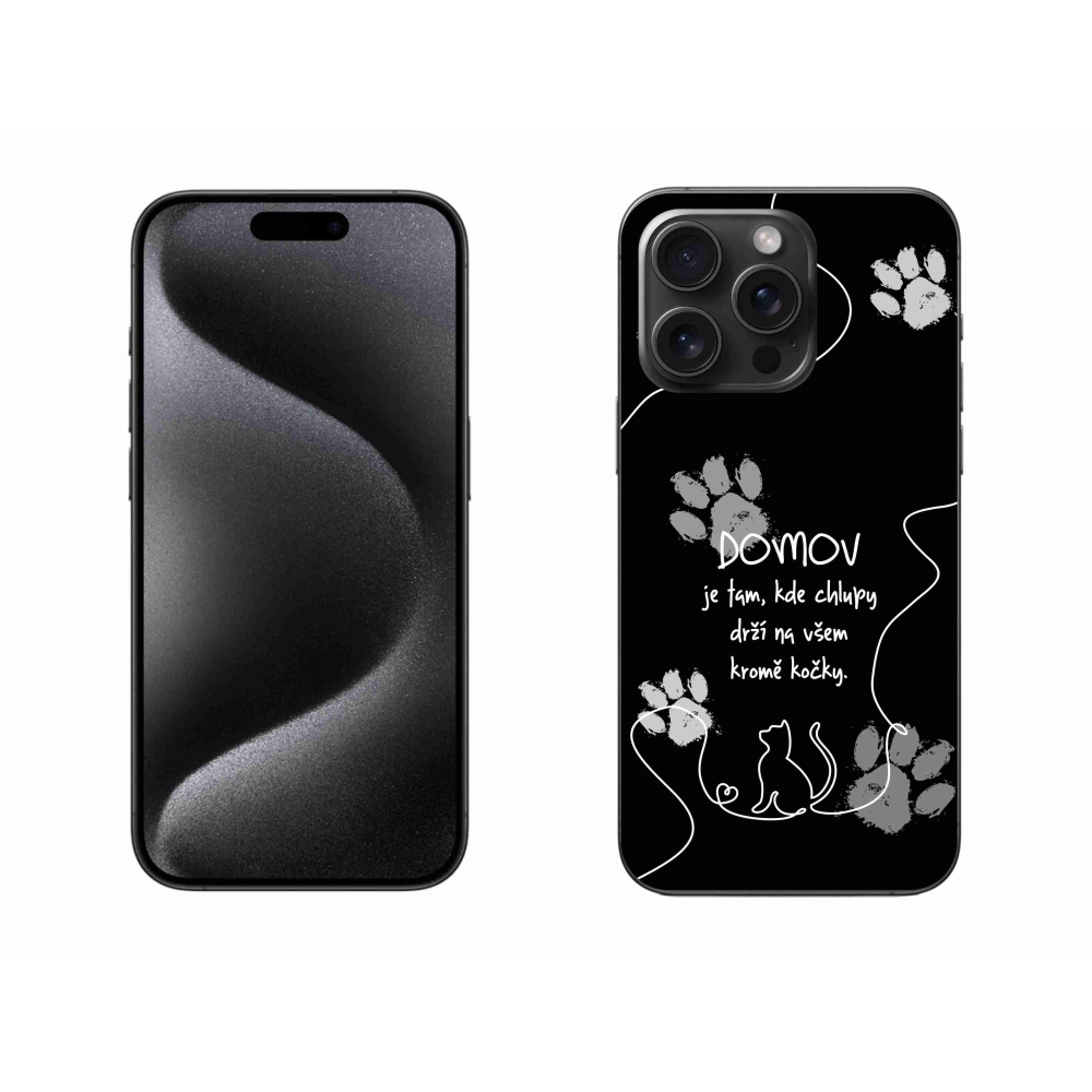 Gelový kryt mmCase na iPhone 15 Pro Max - kočičí motiv černé pozadí