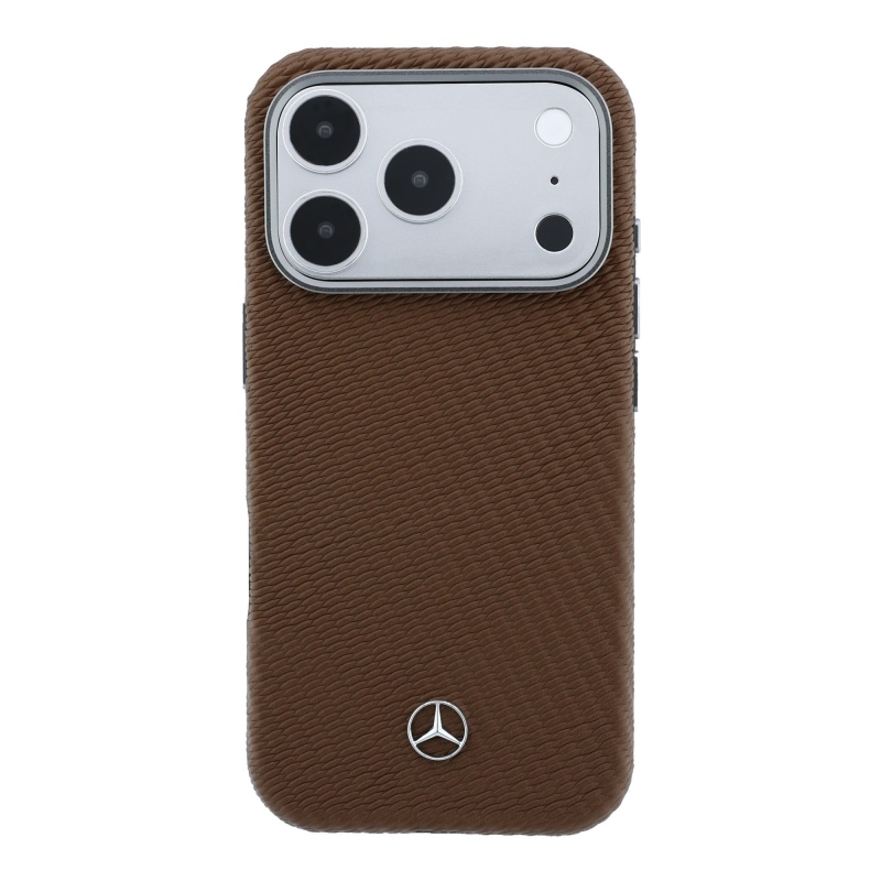 Mercedes PU Leather Semi Wrap MagSafe Zadní Kryt pro iPhone 17 Pro Camel