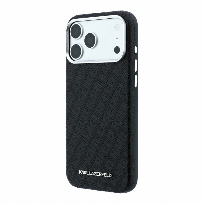 Karl Lagerfeld PU Grained Allover Semi Wrap Magsafe Zadní Kryt pro iPhone 18 Pro Black