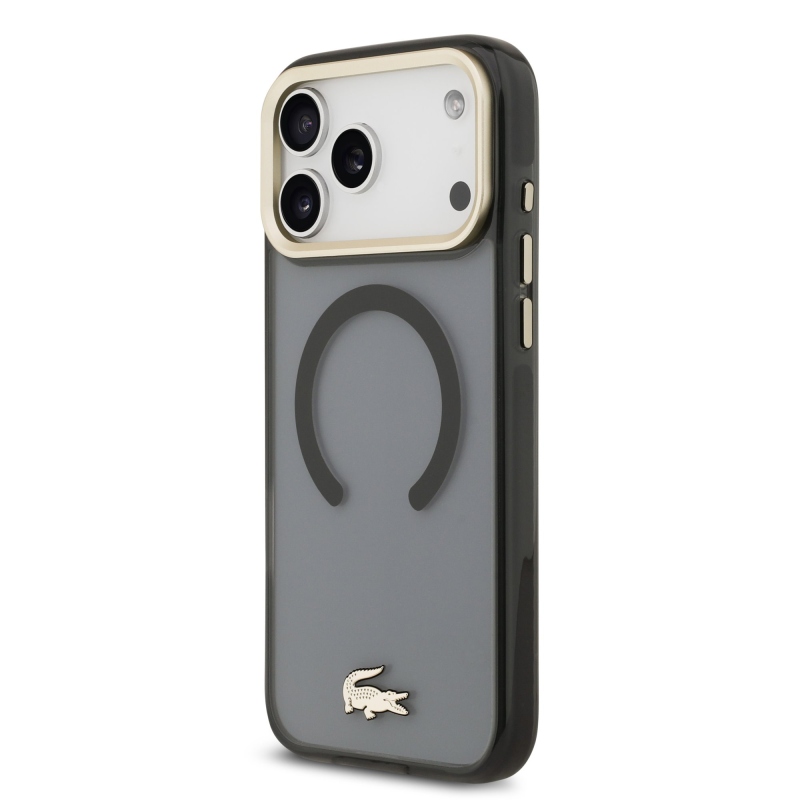 Lacoste PC/TPU Frosted Finish Gold Logo MagSafe Zadní Kryt pro iPhone 17 Pro Max Black