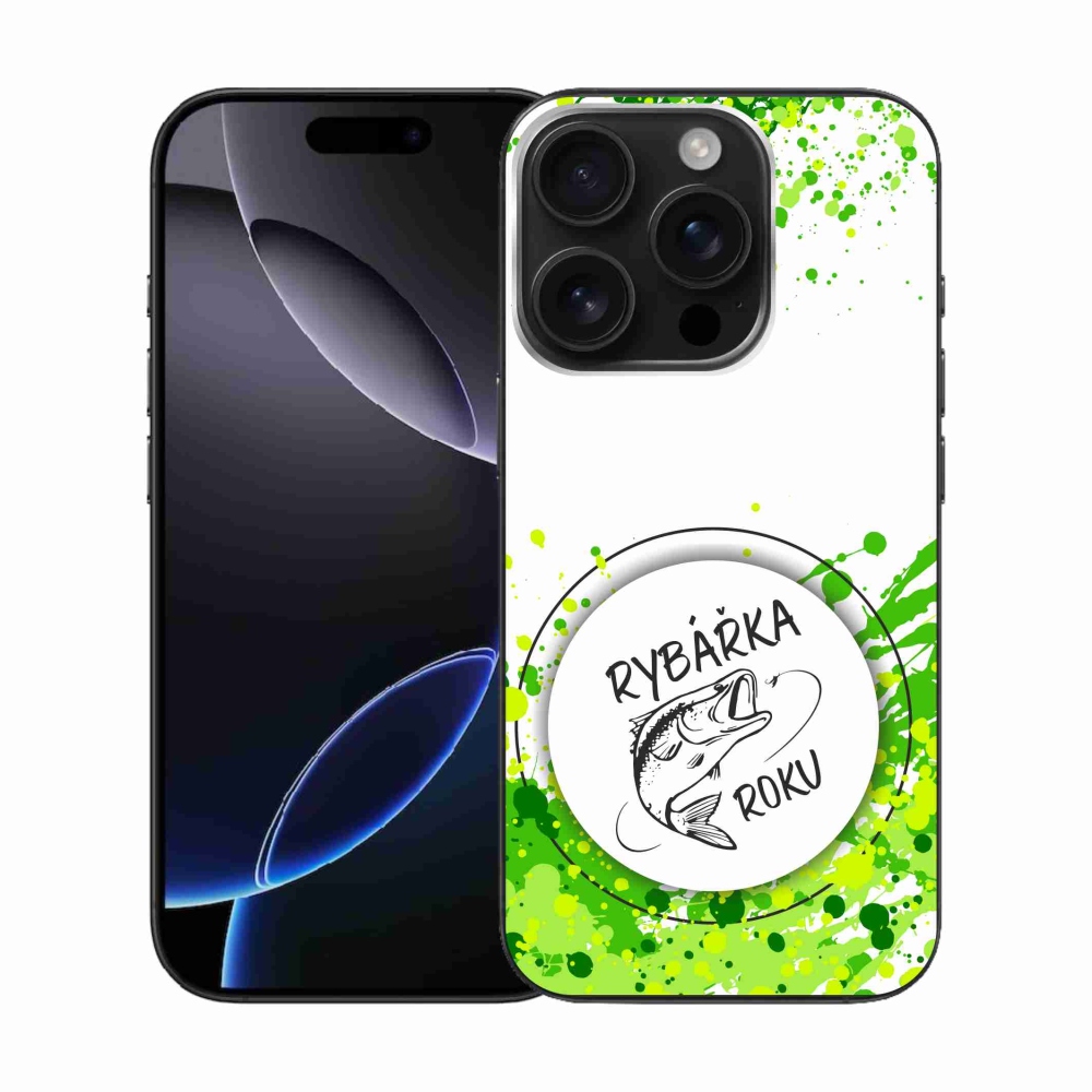 Gelový kryt mmCase na iPhone 16 Pro - rybářka roku bílé pozadí