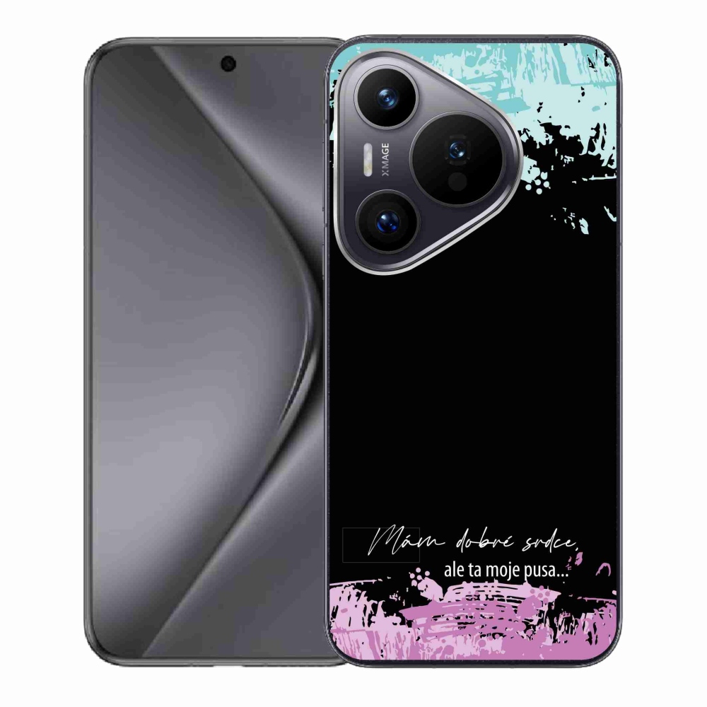 Gelový kryt mmCase na Huawei Pura 70 - vtipný text 3 černé pozadí