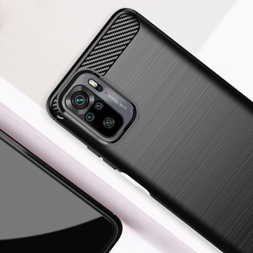 Carbon odolný gelový obal na Xiaomi Redmi Note 10 4G/Redmi Note 10S/Poco M5s - černý