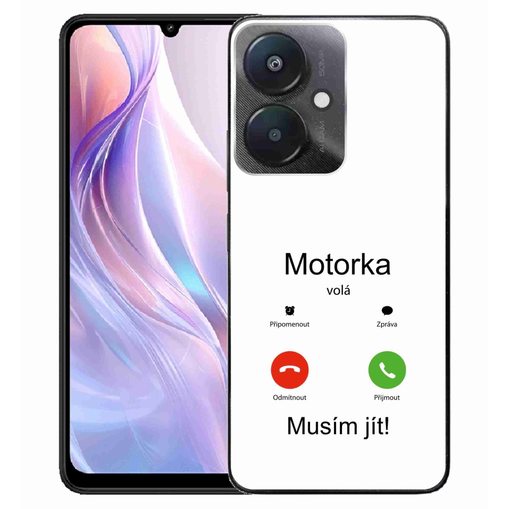 Gelový kryt mmCase na Xiaomi Redmi 13C 5G  - motorka volá bílé pozadí