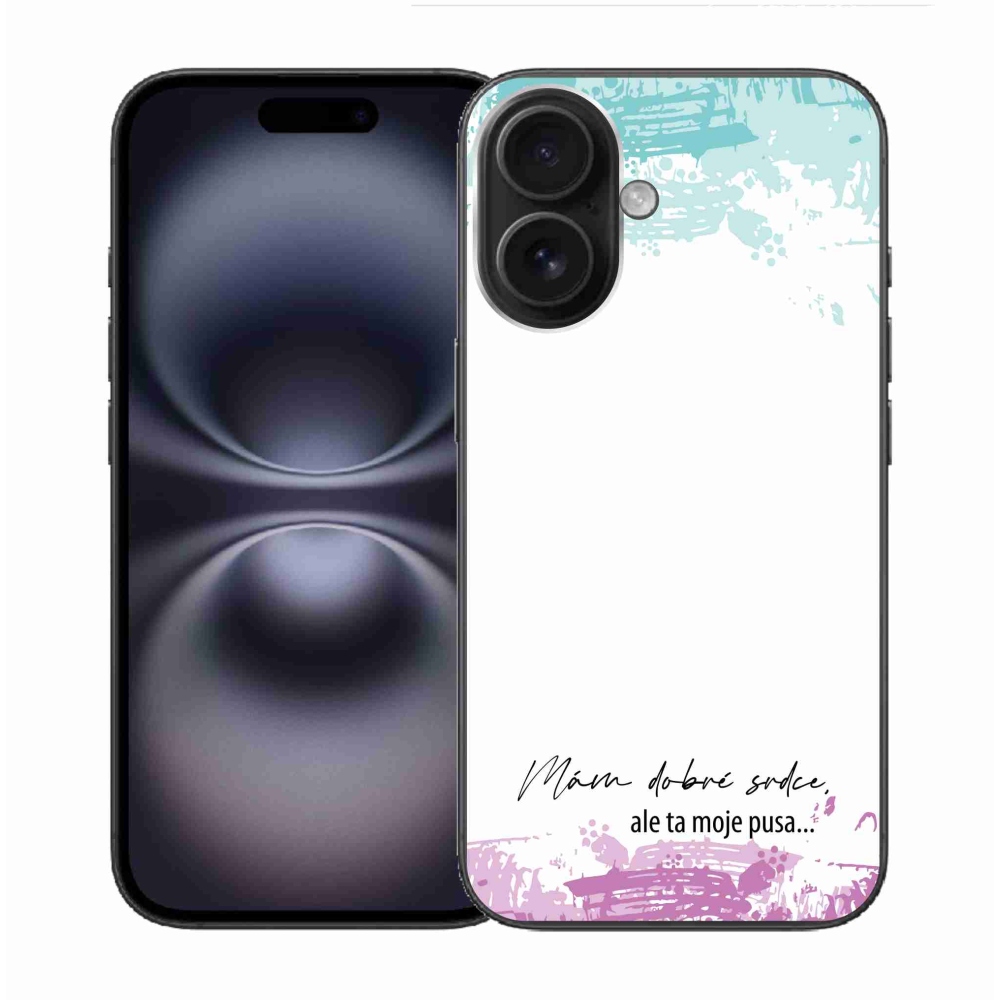 Gelový kryt mmCase na iPhone 16 - vtipný text 3 bílé pozadí
