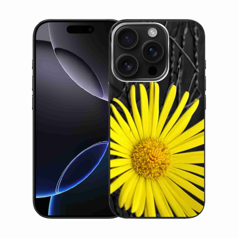 Gelový kryt mmCase na iPhone 16 Pro - žlutá květina