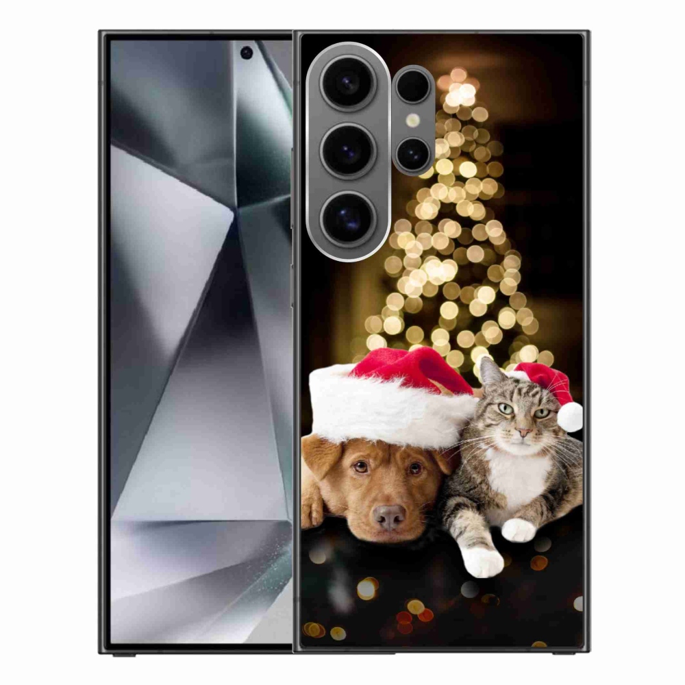 Gelový kryt mmCase na Samsung Galaxy S24 Ultra - vánoční pes a kočka