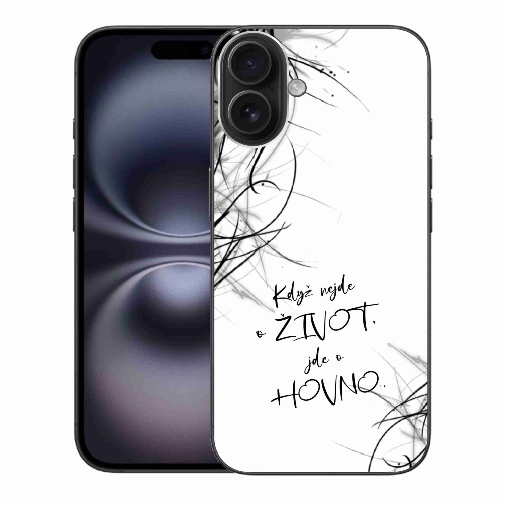 Gelový kryt mmCase na iPhone 16 Plus - vtipný text 16 bílé pozadí