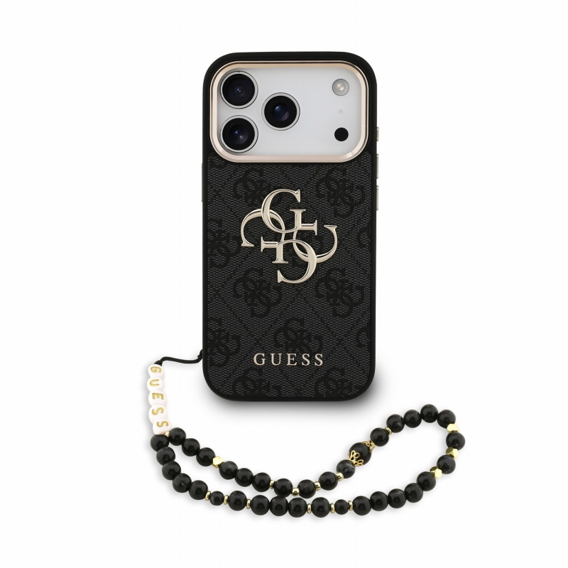 Guess PU 4G Metal Logo Strap Zadní Kryt pro iPhone 18 Pro Black